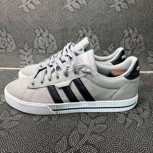 Adidas Daill 3.0 Men Gray & Black Canvas Low-Top Sneakers Size 11.5 Casual Shoes